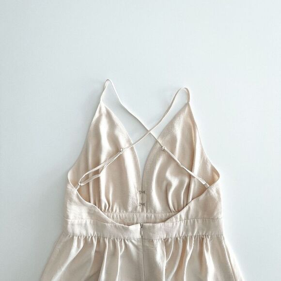 Monk & Lou AVA Womens Sleeveless V Neck Backless Midi Dress Cream Small NWT - Picture 3 of 10